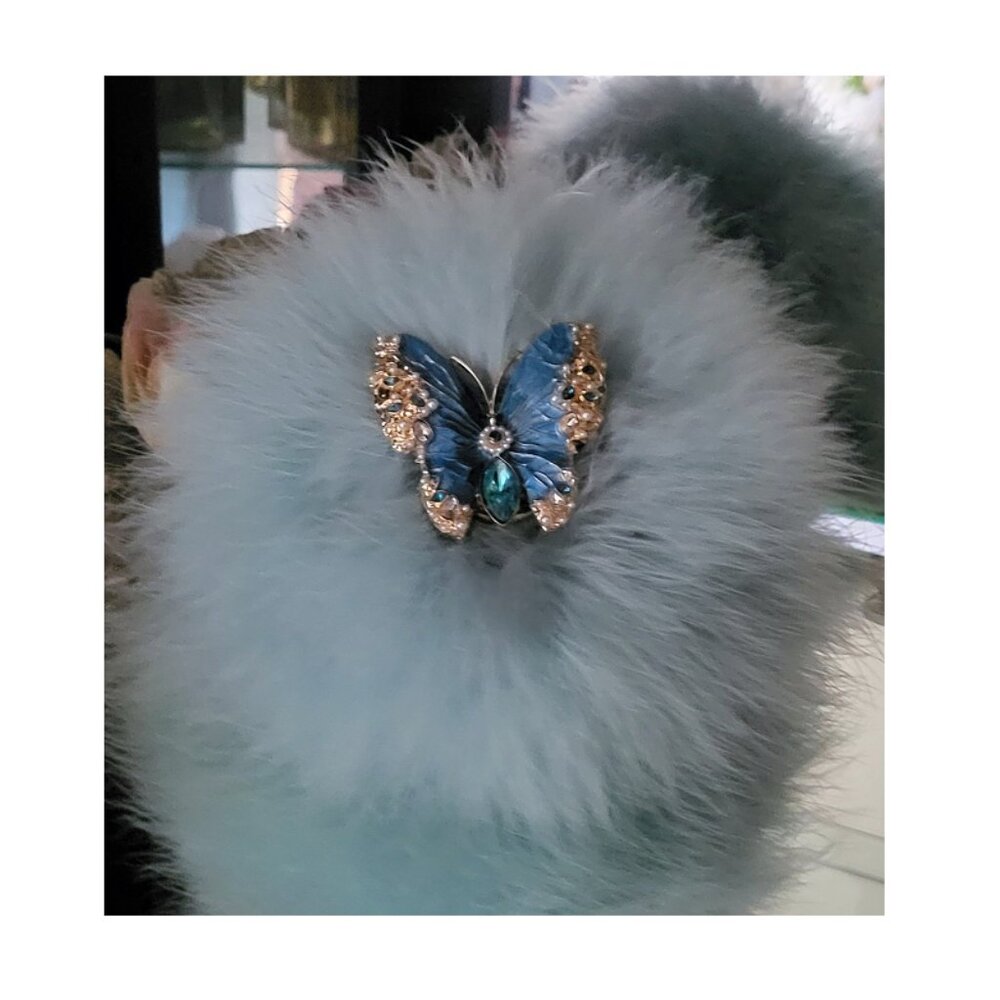 Blue Butterfly Powder Puff Down Feather Duster Body Dusting Powder …